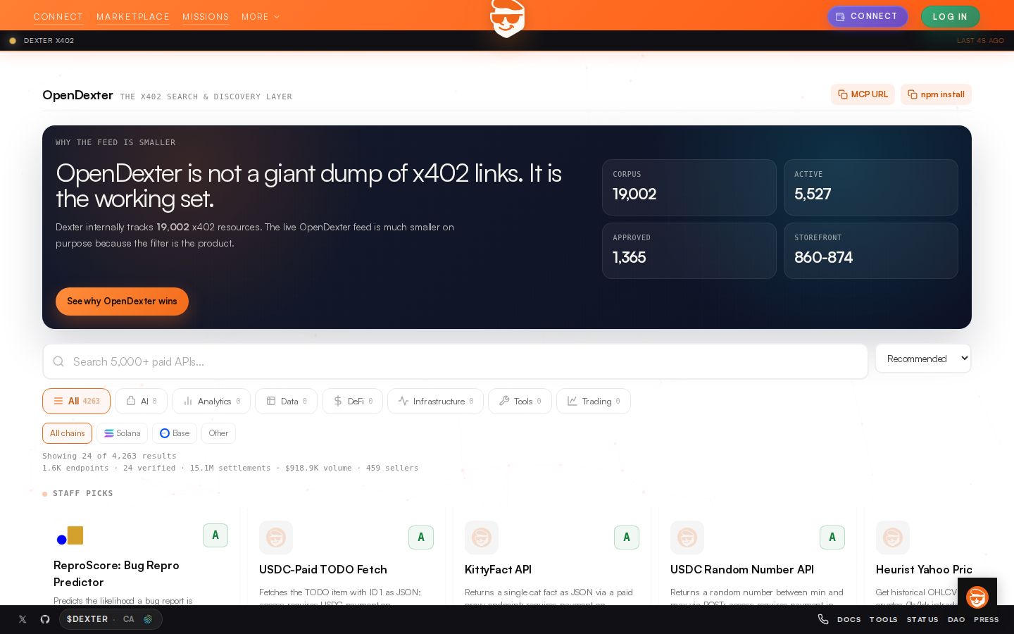 OpenDexter marketplace